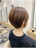 大人可愛い20代30代40代黒髪前下がりショートボブ丸みショート◎
