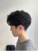 ベリーショートウルフアッシュブラックカルマパーマ《用賀》