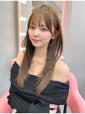 韓国ヘア/顔まわりレイヤーカット/ストレートヘア/