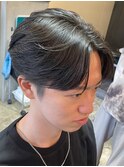 センターパート×毛流れ