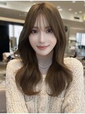 モーブブラウンボルドーカラー韓国ヘアレイヤーカットシャギー