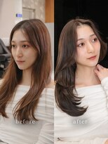 ヴィヴィッド オモテサンドウ(ViViD omotesando)&nbsp;【仕事中も可愛い】透明感グレージュ/前髪なし/セミロング