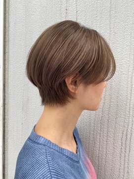 ノク(nok) ハンサムショート_コンマヘアホワイトアッシュショートパーマ