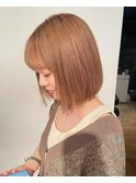 切りっぱなしボブ　シアーベージュ　マロンベージュ