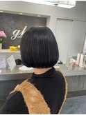 オイルカラーミニボブ高知美容院アッシュブラウン