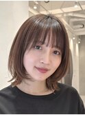 表参道縮毛矯正ミディアムレイヤー髪質改善アッシュグレー30代