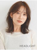 小顔似合わせ韓国ミディアムレイヤーくびれ大人イメチェン前髪