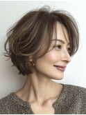 大人ショート 白髪ぼかし 白髪染め ハイライト 40代50代60代