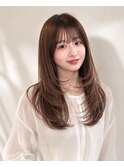 夏ヘア ベージュカラー レイヤーカット 新宿 顔まわりカット