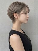 グレージュアッシュピクシーカットハンサムショート20代30代A35