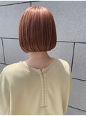 ピンクベージュ×ミニマムボブ