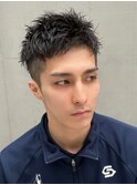 【刈り上げ大人ビジネスアップバングツイストスパイラルパーマ】