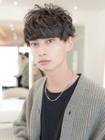 イオ 本厚木(io)&nbsp;波巻きパーマアッシュブラック束感マッシュハイライト