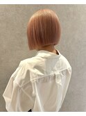 福井 大和田 ハイトーンボブ ペールピンクカラー ブリーチ