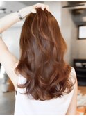 ウェーブパーマこなれミディ前髪レイヤー厚めバング