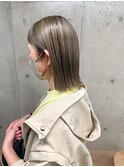 斜めバング/グレージュカラー/デザインカラー/シルキーベージュ