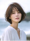 ☆ホワイトグレージュミニウルフデジタルパーマチェリーブラウン
