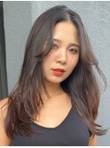 レイヤーカット　海外風ヘア　ワンカールレイヤー
