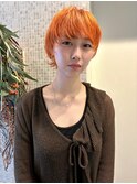 レディースショート、オレンジカラー、ショートウルフ