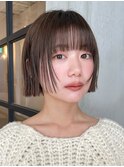 ミニボブ×ベージュ