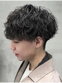 渋谷波巻きパーマメンズカットルーズパーマラウンドマッシュヘア