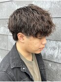 メンズマッシュパーマ波巻スパイラルパーマニュアンスパーマ眉毛