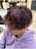 波巻きスパイラルパーマメンズパーマハイライトツイストパーマ