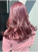 レッドピンクロング_フリンジウェーブセシルカット_ba302411