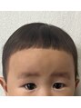 ソーエンバイヘッドライト 糸島店(soen by HEADLIGHT) 息子(2歳)の前髪をいかにまるく切るかに魂燃やしてます