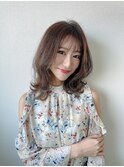 ★こなれミディ イメチェンくびれレイヤー 小顔 ネビージュ