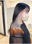 狐カラー＊裾カラーオレンジ×ブラック