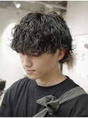 波巻きパーマツイストパーマシャドウパーマメンズカットウルフ