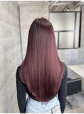 赤髪、クランベリーレッド、ワインレッド、ブリーチなしカラー