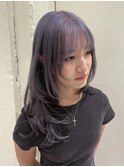 ハッシュカット/パープルカラー/パープルグレー/インナーカラー/