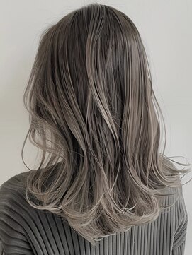 ネックス 表参道本店(nex) デザインカラーレイヤーカットウェットヘアオリーブベージュ白髪