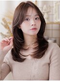 ダークグレーブリーチなしくびれレイヤーシャギーカット20代a!