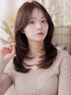 カバーヘア イヴ 戸頭店(COVER HAIR EVE) ダークグレーブリーチなしくびれレイヤーシャギーカット20代a!