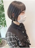 大人かわいい黒髪ショートボブ前髪あり20代30代40代髪型