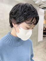 ソーコ 渋谷(SOCO)&nbsp;大人かわいい黒髪パーママッシュショートパーマボブ黒髪ショート