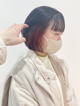 ギグスダブル 栄店(gigs double) ショートボブ×インナーカラー/ダークレッド
