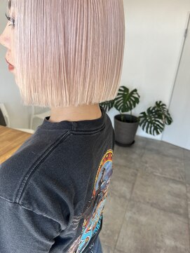 ヘアーメイク チョコ(hair make choco) ハイトーンピンクベージュアッシュホワイト白毛ぼかし