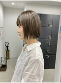 小顔ストレートボブ黒髪グレージュオリーブアッシュ