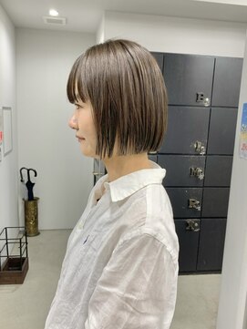 ヘアー アイス 御器所本店(HAIR ICI) 小顔ストレートボブ黒髪グレージュオリーブアッシュ