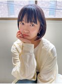 ショートボブ/丸みショート/前髪縮毛矯正/前髪ぱっつん