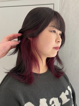 ヨーク(YOKE) 【YOKE】インナーカラーピンクワイドバングミディアムレイヤー