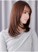 フレンチバングハッシュカット美髪ワンホンレイヤー20代30代X