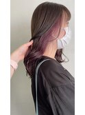 セミロング/インナーカラー/ヴァイオレットピンク