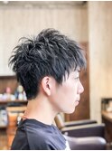 短髪パーマ/ダークアッシュ/束感ショート/西新井43
