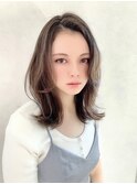大人ミディアム韓国レイヤーアッシュブラウン透明感20代30代40代