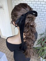 フェリーチェ(Felice)&nbsp;編みポニー　編みおろし　ポニーテール　ベロアリボン
